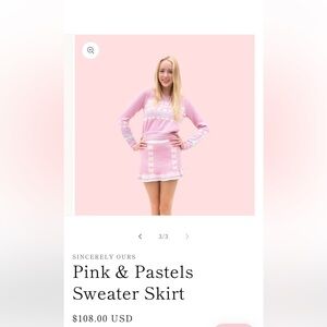 Sincerely Ours pink sweater skirt set! NWT!